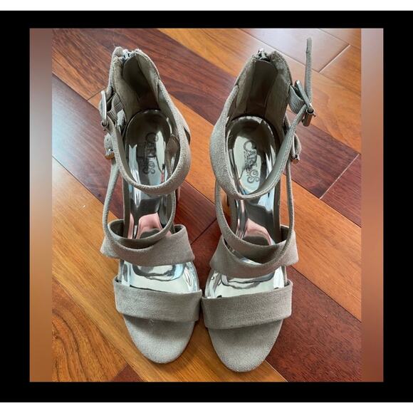 CARLOS SANTANA Women's Laura Strappy Heeled Sandals 8M Tan Suede Fabric - Picture 6 of 11